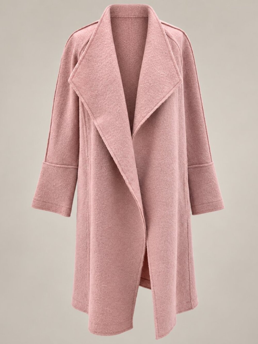 Blush Pink Textured Long Coat